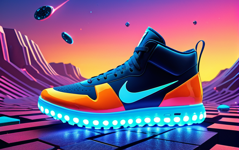 **"Digital sneakers floating in a futuristic metaverse landscape, showcasing the Nike CryptoKicks, vibrant colors, sleek design, concept art."** (Inspired by the Nike and CryptoKicks section, visualizing digital assets in the metaverse)